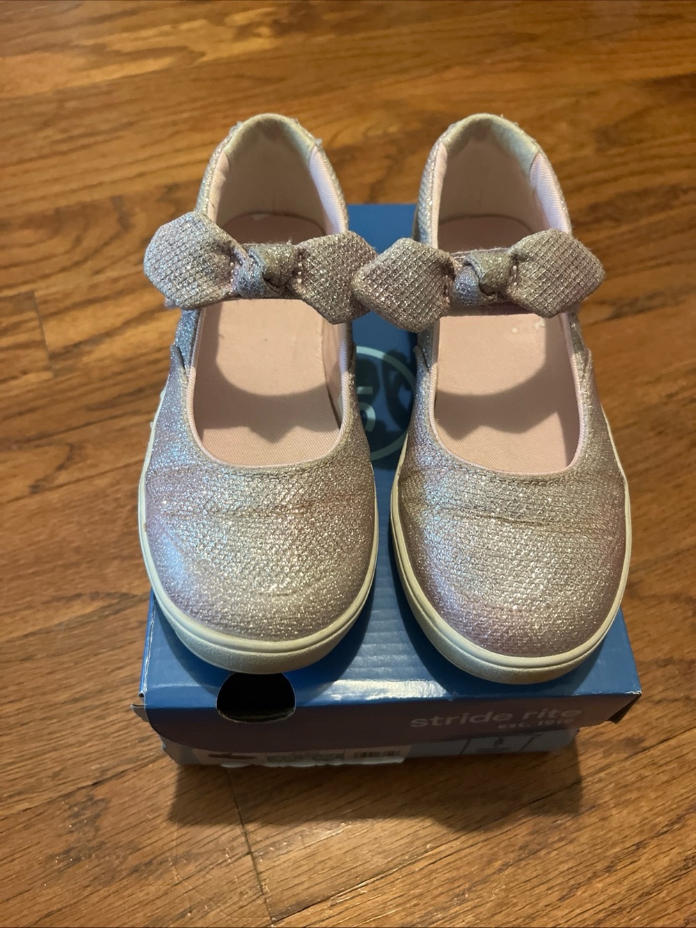 Stride Rite Sr Selena Girls Pink Glitter Mary Jane Shoes Size 13.5W.